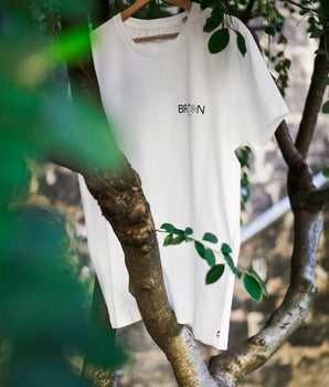 T-shirt homme "Kélig" coton bio blanc motif breton sur le côté