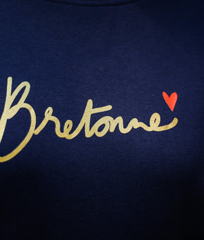 Sweat-shirt femme "Crozon" marine écriture or « Bretonne »