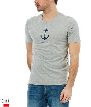 T-shirt homme "Kélig" gris chiné coton recyclé motif ancre