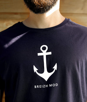 T-shirt homme "Kélig" coton bio marine motif ancre
