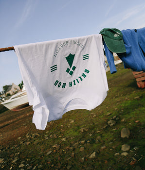 T-shirt homme "Kélig" fond blanc motif hermine en vert