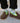 Paire de chaussons  charentaises mixte "Kerema" bouclette taupe liseré jaune fluo